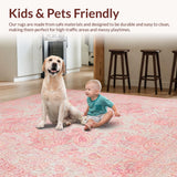 Ultra Soft Area Rug, Non Slip, Stain Resistant, Washable Area Rugs for Living Room, Bedroom, Chic Monochrome Floral Aesthetic(Pink)