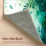 Lake Leaf Escape Plant Inspired Non Slip Area Rug Carpet(Green)