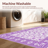 Ultra Soft Area Rug, Non Slip, Stain Resistant, Washable Area Rugs for Living Room, Bedroom, Chic Abstract Floral Harmony(Purple)