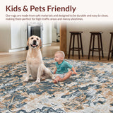 Ultra Soft Area Rug, Non Slip, Stain Resistant, Washable Area Rugs for Living Room, Bedroom, Elegant Neutral Medallion Design(Brown)