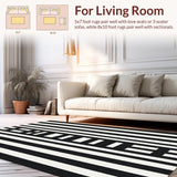 Ultra Soft Area Rug, Non Slip, Stain Resistant, Washable Area Rugs for Living Room, Bedroom, Striped Modern Rug, Black White Design(Black)