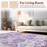 Ultra Soft Area Rug, Non Slip, Stain Resistant, Washable Area Rugs for Living Room, Bedroom, Stylish Modern Lilac Petal Style(Purple)