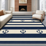 Ultra Soft Area Rug, Non Slip, Stain Resistant, Washable Area Rugs for Living Room, Bedroom, Classic Maritime Anchor Pattern(Blue)