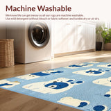 Ultra Soft Area Rug, Non Slip, Stain Resistant, Washable Area Rugs for Living Room, Bedroom, Charming Cartoon Bear Aesthetic(Blue)