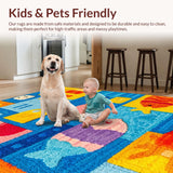 Ultra Soft Area Rug, Non Slip, Stain Resistant, Washable Area Rugs for Living Room, Bedroom, Ocean Buddies Learning Rug: Number & Shape Kids Play Carpet(Blue)