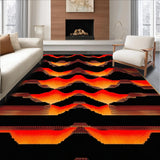Ultra Soft Area Rug, Non Slip, Stain Resistant, Washable Area Rugs for Living Room, Bedroom, Sizzling Vibrant Lava Inspired Geometry(Red)