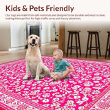 Ultra Soft Area Rug, Non Slip, Stain Resistant, Washable Area Rugs for Living Room, Bedroom, Playful Fluffy Wave Pattern(Pink)