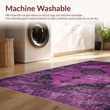 Ultra Soft Area Rug, Non Slip, Stain Resistant, Washable Area Rugs for Living Room, Bedroom, Sophisticated Ogee Distressed Aesthetic(Purple)