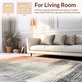 Ultra Soft Area Rug, Non Slip, Stain Resistant, Washable Area Rugs for Living Room, Bedroom, Boho Chic Area Rug: Peach, Cream, & Carbon Grey Design(Gray)