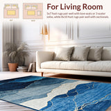 Ultra Soft Area Rug, Non Slip, Stain Resistant, Washable Area Rugs for Living Room, Bedroom, Art Deco Inspired Abstract Marble(Blue)