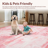 Ultra Soft Area Rug, Non Slip, Stain Resistant, Washable Area Rugs for Living Room, Bedroom, Elegant Blush Ombre Fusion(Pink)