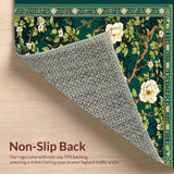 Ultra Soft Area Rug, Non Slip, Stain Resistant, Washable Area Rugs for Living Room, Bedroom, Elegant Vintage Botanical Aesthetic(Green)
