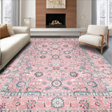 Ultra Soft Area Rug, Non Slip, Stain Resistant, Washable Area Rugs for Living Room, Bedroom, Artful Modern Distressed Composition(Pink)