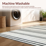 Ultra Soft Area Rug, Non Slip, Stain Resistant, Washable Area Rugs for Living Room, Bedroom, Contemporary Linear Design Area Rug(Black)