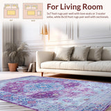 Ultra Soft Area Rug, Non Slip, Stain Resistant, Washable Area Rugs for Living Room, Bedroom, Cozy Pastel Trellis Design(Purple)