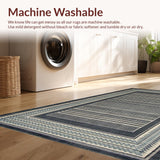 Ultra Soft Area Rug, Non Slip, Stain Resistant, Washable Area Rugs for Living Room, Bedroom, Chic Modern Border Aesthetic(Blue)