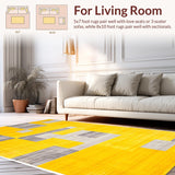 Ultra Soft Area Rug, Non Slip, Stain Resistant, Washable Area Rugs for Living Room, Bedroom, Chic Lattice Pattern in Yellow(Yellow)