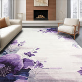 Ultra Soft Area Rug, Non Slip, Stain Resistant, Washable Area Rugs for Living Room, Bedroom, Chic Watercolor Floral Arrangement(Purple)