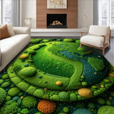 Ultra Soft Area Rug, Non Slip, Stain Resistant, Washable Area Rugs for Living Room, Bedroom, Circular Earth Motif Kids Room Carpet(Green)