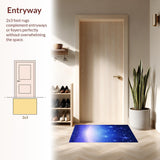 Ultra Soft Area Rug, Non Slip, Stain Resistant, Washable Area Rugs for Living Room, Bedroom, Ombre Starry Shaggy Aesthetic(Blue)