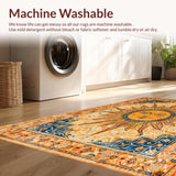 Ultra Soft Area Rug, Non Slip, Stain Resistant, Washable Area Rugs for Living Room, Bedroom, Dynamic Bright Sunray Illustration(Orange)