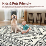 Ultra Soft Area Rug, Non Slip, Stain Resistant, Washable Area Rugs for Living Room, Bedroom, Chic Textured Diamond Arrangement(White)