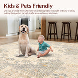 Ultra Soft Area Rug, Non Slip, Stain Resistant, Washable Area Rugs for Living Room, Bedroom, Boho Inspired Beige Area With Abstract Medallion Motif For Deck Patio(Beige)