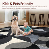 Ultra Soft Area Rug, Non Slip, Stain Resistant, Washable Area Rugs for Living Room, Bedroom, Chic Abstract Curvilinear Motif(Gray)