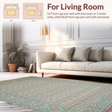 Transitional Blue Medallion Design(Beige)