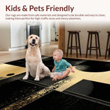 Ultra Soft Area Rug, Non Slip, Stain Resistant, Washable Area Rugs for Living Room, Bedroom, Chic Black and Gold Fusion(Gold)