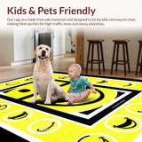 Ultra Soft Area Rug, Non Slip, Stain Resistant, Washable Area Rugs for Living Room, Bedroom, Modern Psychedelic Round Shape(Yellow)