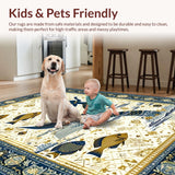Ultra Soft Area Rug, Non Slip, Stain Resistant, Washable Area Rugs for Living Room, Bedroom, Vintage Coastal Mermaid Illustration(Gold)