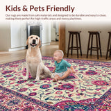 Ultra Soft Area Rug, Non Slip, Stain Resistant, Washable Area Rugs for Living Room, Bedroom, Elegant Contemporary Floral Motif(White)