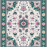 Ultra Soft Area Rug, Non Slip, Stain Resistant, Washable Area Rugs for Living Room, Bedroom, Whimsical Vintage Floral Motif(White)