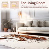Ultra Soft Area Rug, Non Slip, Stain Resistant, Washable Area Rugs for Living Room, Bedroom, Brown Faux Cowhide Living Room Rug for Modern Farmhouse(Brown)