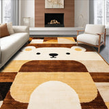 Ultra Soft Area Rug, Non Slip, Stain Resistant, Washable Area Rugs for Living Room, Bedroom, Cute Fluffy Bear Motif(Brown)