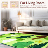 Ultra Soft Area Rug, Non Slip, Stain Resistant, Washable Area Rugs for Living Room, Bedroom, Whimsical Toy Animal Display Rug(Green)