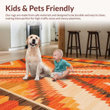 Ultra Soft Area Rug, Non Slip, Stain Resistant, Washable Area Rugs for Living Room, Bedroom, Stylish Fringed Rustic Pattern(Orange)