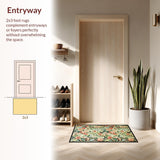 Ultra Soft Area Rug, Non Slip, Stain Resistant, Washable Area Rugs for Living Room, Bedroom, Artistic Green Floral Interpretation(Beige)