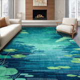 Ultra Soft Area Rug, Non Slip, Stain Resistant, Washable Area Rugs for Living Room, Bedroom, Vibrant Aqua and Green Whimsy(Blue)