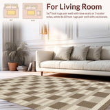Ultra Soft Area Rug, Non Slip, Stain Resistant, Washable Area Rugs for Living Room, Bedroom, Rustic Neutral Patterned Textile Artwork(Beige)