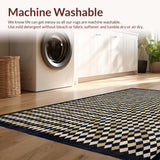 Ultra Soft Area Rug, Non Slip, Stain Resistant, Washable Area Rugs for Living Room, Bedroom, Checkered Diamond Patio(Black)