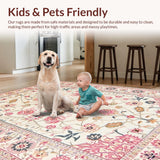Ultra Soft Area Rug, Non Slip, Stain Resistant, Washable Area Rugs for Living Room, Bedroom, Contemporary Floral Whimsical Vibe(Ivory)