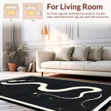Ultra Soft Area Rug, Non Slip, Stain Resistant, Washable Area Rugs for Living Room, Bedroom, Rustic Black and White Animal Aesthetic(Black)