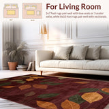 Ultra Soft Area Rug, Non Slip, Stain Resistant, Washable Area Rugs for Living Room, Bedroom, Cozy Earthy Half-Circle Decor(Red)
