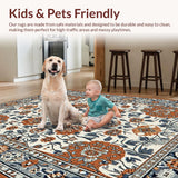 Ultra Soft Area Rug, Non Slip, Stain Resistant, Washable Area Rugs for Living Room, Bedroom, Soft Non-Slip Bedroom Rug with Intricate Pattern(White)