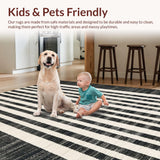 Ultra Soft Area Rug, Non Slip, Stain Resistant, Washable Area Rugs for Living Room, Bedroom, Stylish Black And White Stripe Rug: Absorbent Doorway Rug(Black)