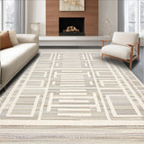 Ultra Soft Area Rug, Non Slip, Stain Resistant, Washable Area Rugs for Living Room, Bedroom, Elegant Neutral Tiled Composition(Gray)