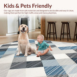 Ultra Soft Area Rug, Non Slip, Stain Resistant, Washable Area Rugs for Living Room, Bedroom, Rustic Textured Geometric Aesthetic(Gray)