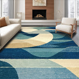 Ultra Soft Area Rug, Non Slip, Stain Resistant, Washable Area Rugs for Living Room, Bedroom, Coastal Surfboard Rug with Nautical Waves and Character Silhouettes(Blue)